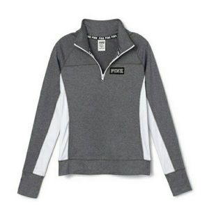 VS Pink Ultimate Half Zip Pullover in Gray